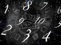 Liczby na tle zegara i kosmicznego pyłu. 77 znaczenie może być ukryte w tym mistycznym obrazie.