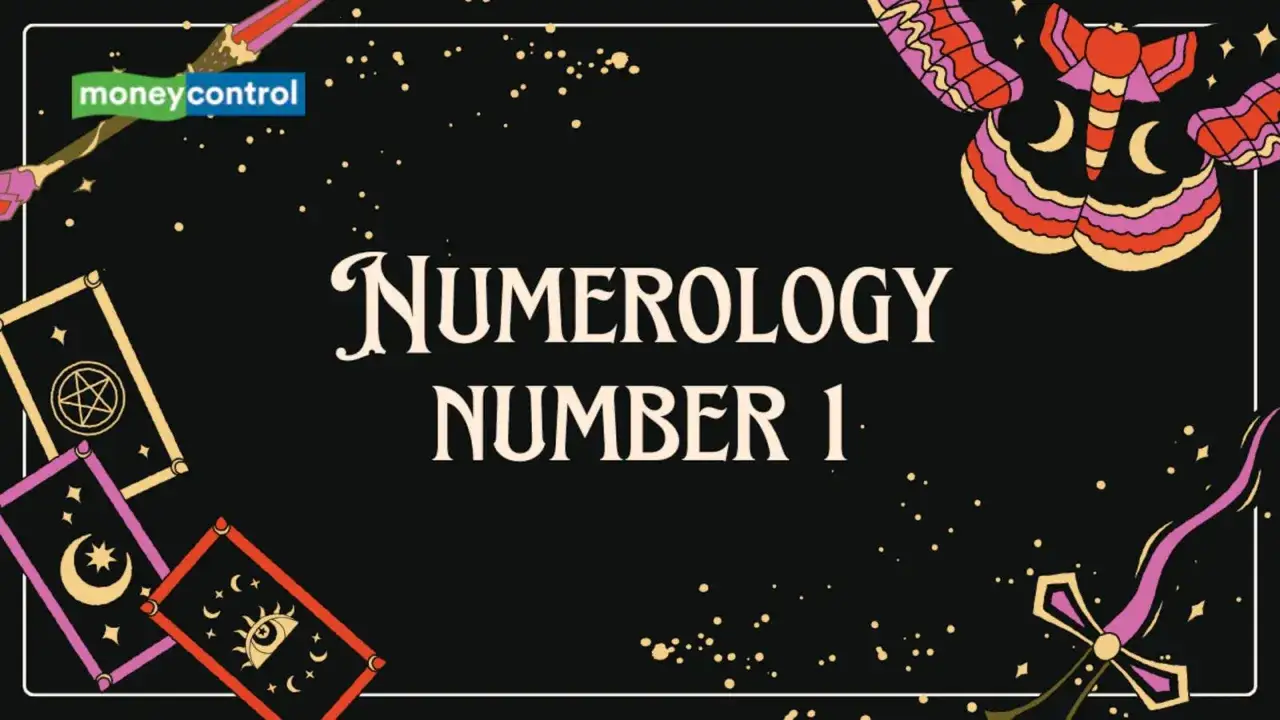 Numerologiczna 1: magiczna różdżka, karty tarota i ćma z księżycami.